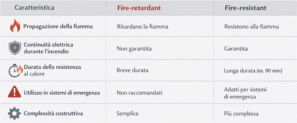infografica fire-retardant e fire-resistant