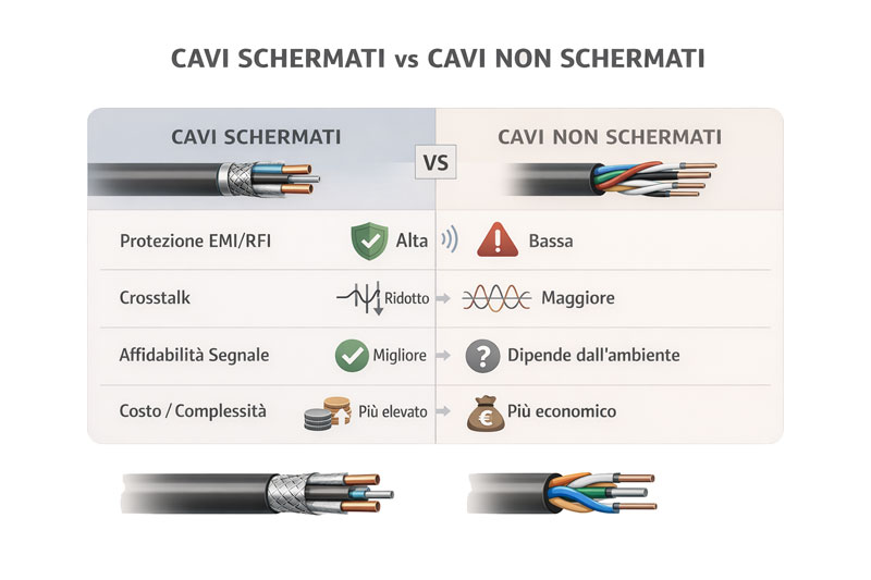 Cavi schermati vs cavi non schermati
