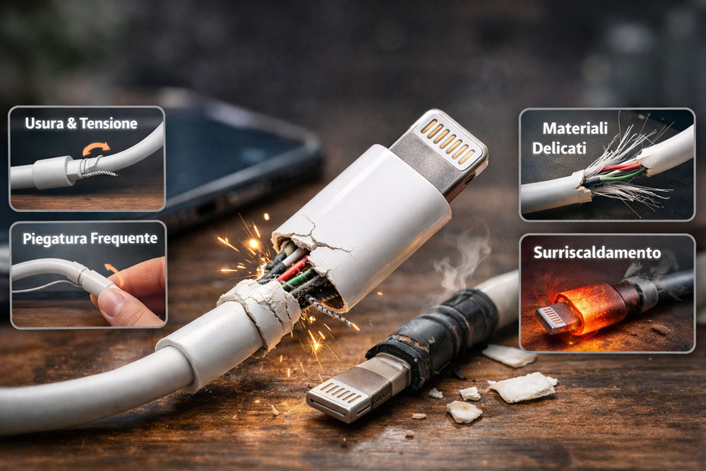 Perché i cavi Lightning si rompono spesso vicino al connettore?